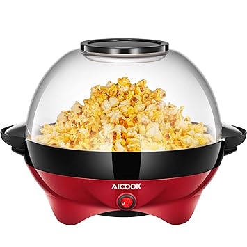 Aicook Popcornmaschine, Popcorn Maker mit Abnehmbares Heizfläche Antihaftbeschichtet, Antihaftbeschichtung, 5 Liter, Bietet G