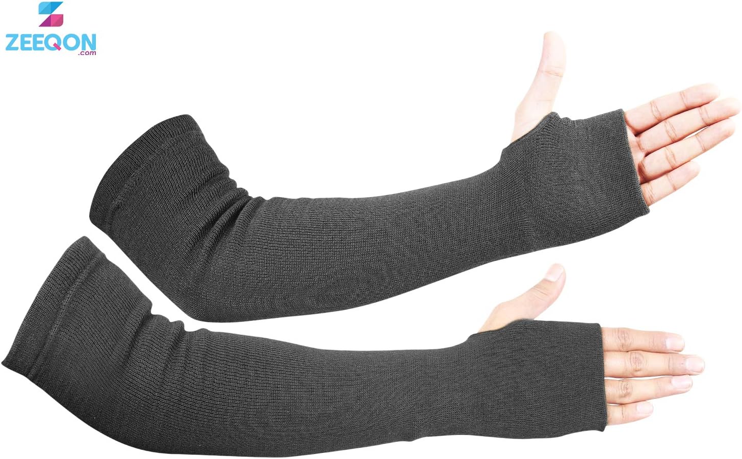Kevlar Cut & Heat Resistant Protective Arm Sleeves with Thumb Holes- Arm Safety Sleeves- 18 Inches, Black, 1 Pair
