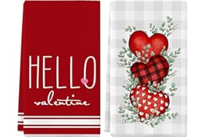 Siilues Valentines Day Kitchen Towels Set of 2, 18x26 Inch Love Valentines Day Dish Towels Sweet Home Valentines Day Decor Hand Towels Seasonal Decorations for Home Drying Dishcloth (Type B)