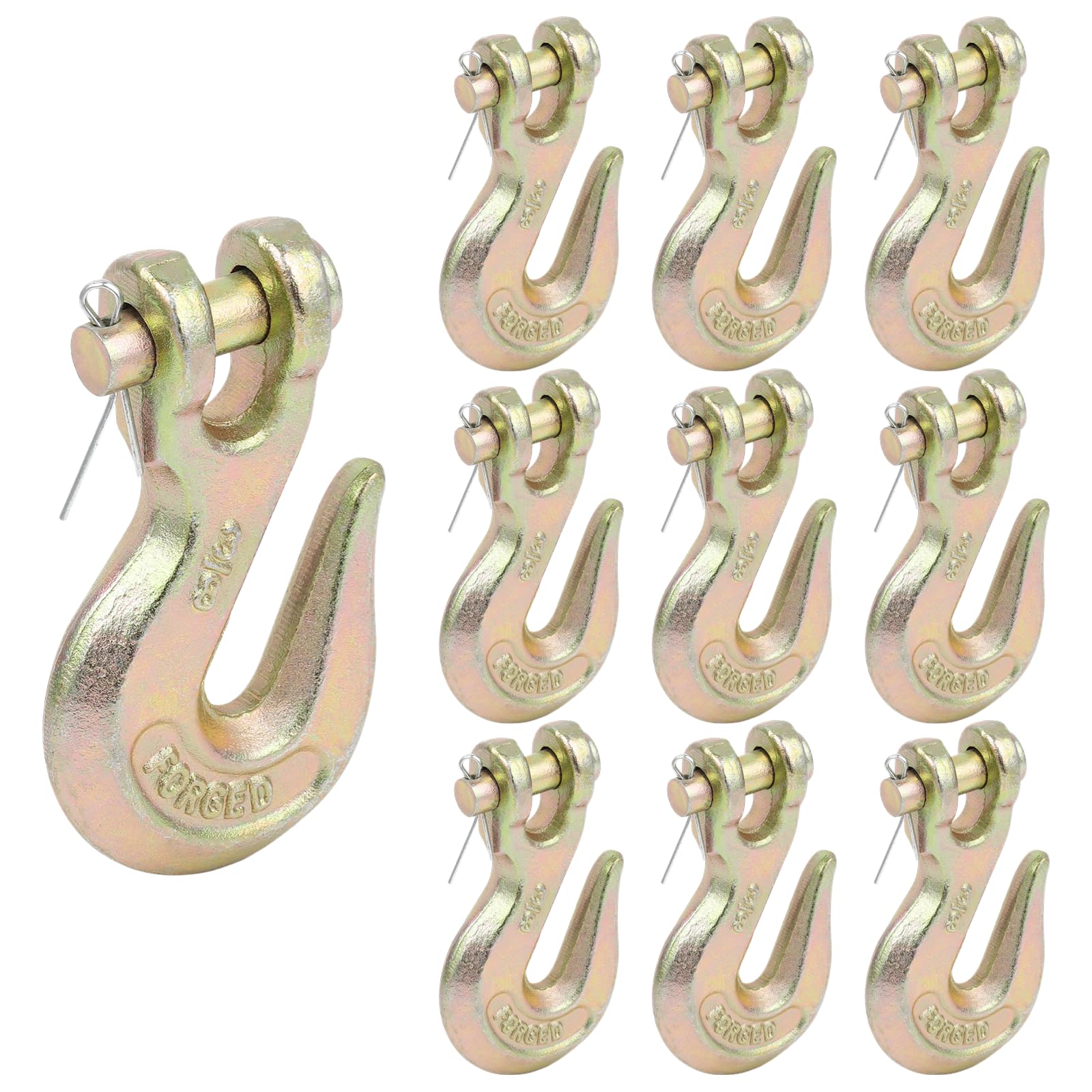 Photo 1 of 10 Pcs Clevis Slip Hooks, 3/8" Trailer Hooks, Heavy Duty Clevis Grab Hook, 7500 Lbs WLL Grade 70 Forged Chain Hooks for Trailer Truck Transport Tie Down