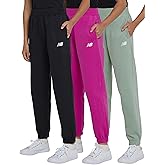 New Balance Girls Active Fleece Jogger 3 Pack – Soft Cotton Blend Fleece Athletic Performance Casual Sweatpants (4-16)