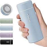 【Upgraded】Exllena Small Insulated Water Bottle 8 oz/250ml– Mini Insulated Water Bottle for Hot & Cold Drinks, Perfect Small Water Bottle for Travel, Purse...(Greyish Blue)