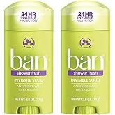 Ban Deodorant 2.6 Ounce Invisible Solid Shower Fresh (76ml) (2 Pack)