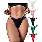 Nolrahiur Satin G String Thongs for Women Sexy Plus Size Panties Low Rise Underwear Cheeky Chain Bikini Hipsters