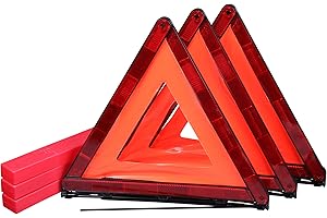 Cartman Foldable Warning Triangle Emergency Warning Triangle Reflector Safety Triangle Kit, Pack of 3, with Storage Case