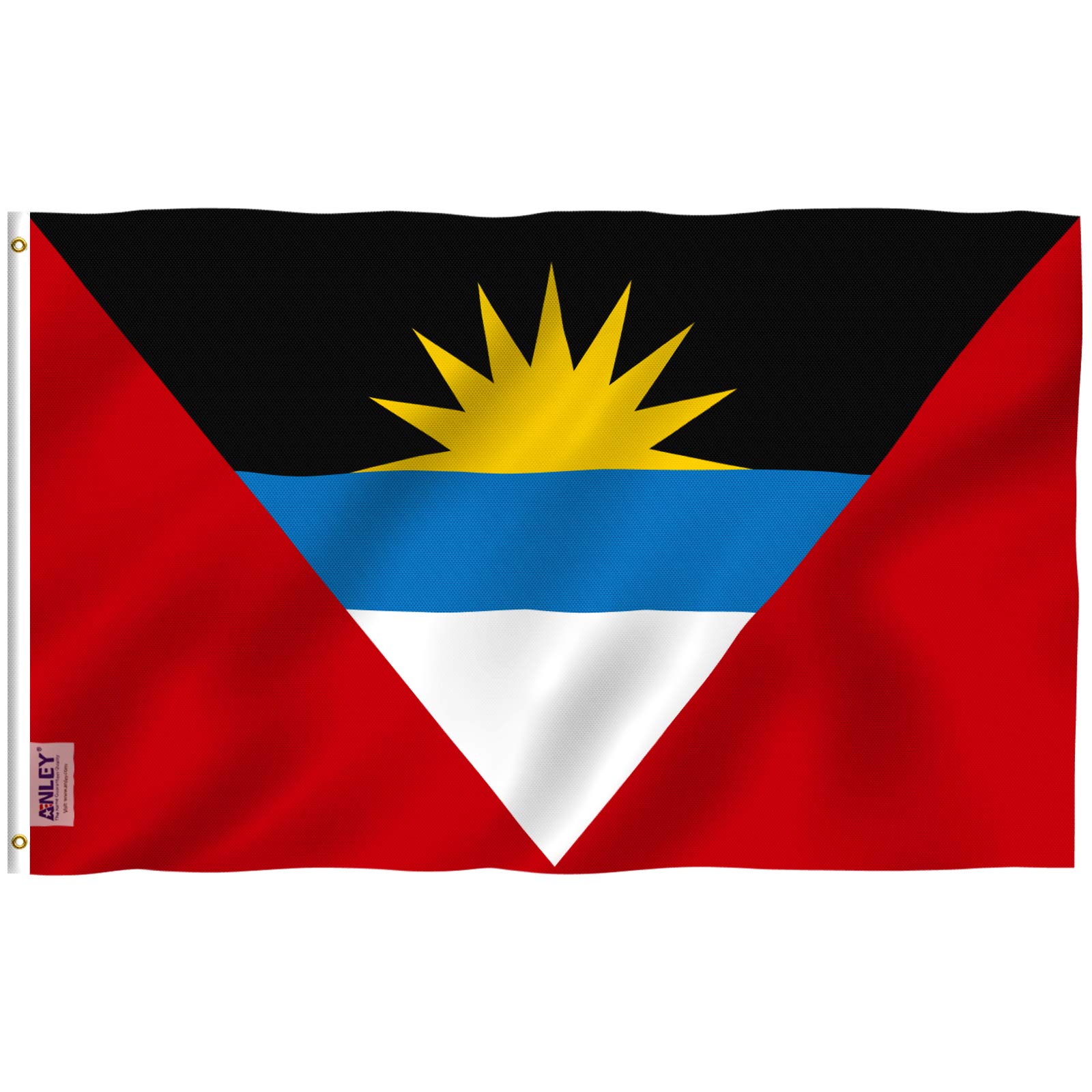 ANLEY Fly Breeze 3x5 Feet Antigua and Barbuda Flag - Vivid Color and UV Fade Resistant - Canvas Header and Double Stitched - Antiguan Barbudan Flags Polyester with Brass Grommets 3 X 5 Ft