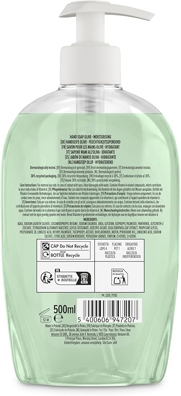 , Sapone per le mani all’oliva, 4 x 500 ml
