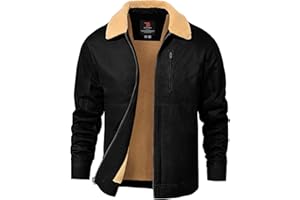 Rdruko Men's Winter Sherpa Jacket Thick Fleece Lined Cotton Full Zip Warm Coat Trucker Work