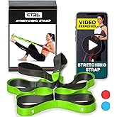 Stretching Strap with Loops - Non Elastic Stretch Band for Physical Therapy, Yoga Strap for Stretching Equipment, Stretch Bands for Exercise and Flexibility - Fascia, Hamstring & Leg Stretcher Belt
