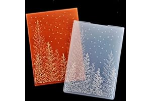 KWELLAM 3D Merry Christmas Snowfall Tree Woodland Background Plastic Embossing Folders for Card Making Scrapbooking and Other Paper Crafts 3080401