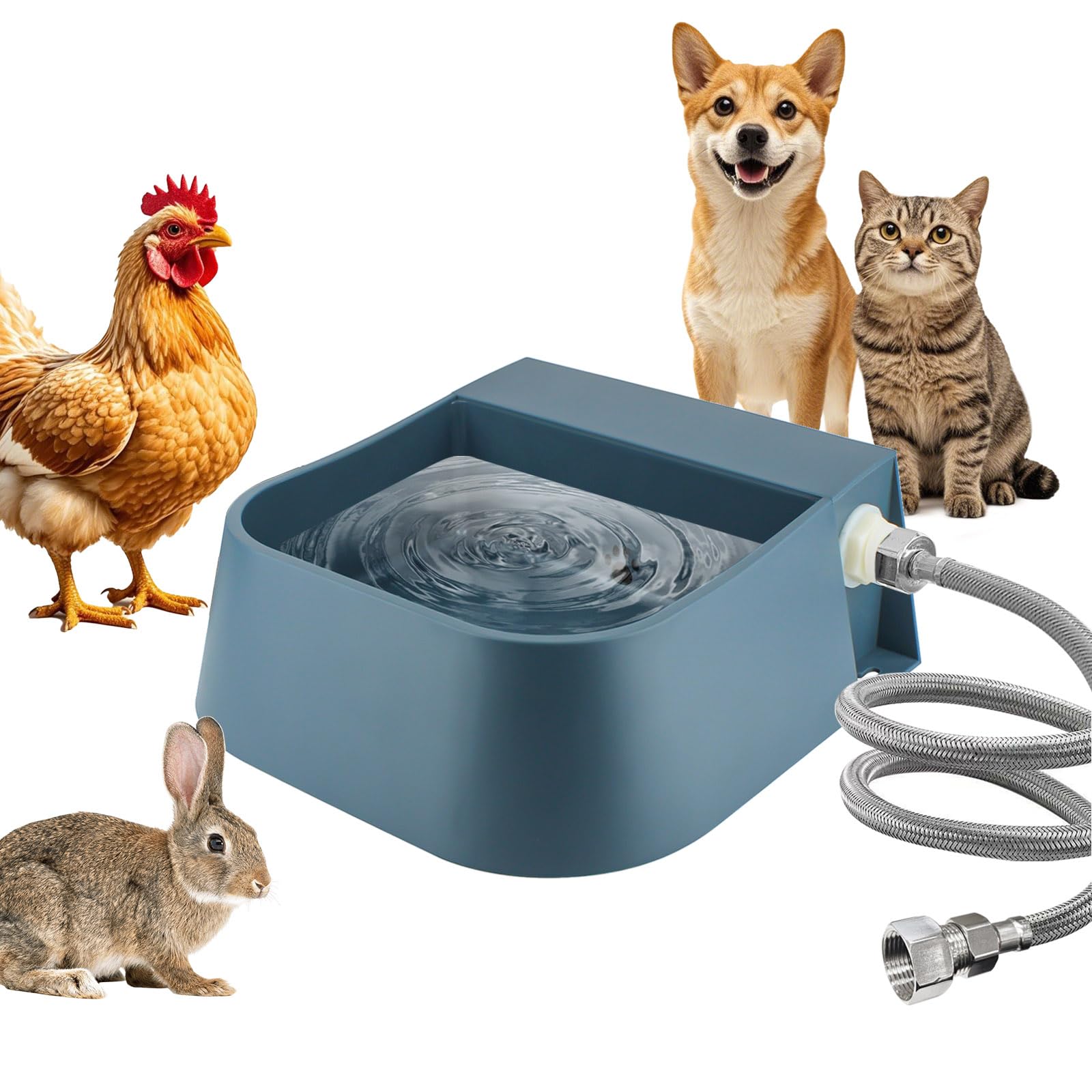 Photo 1 of **FOR PARTS** PETLESO Dog Water Bowl Dispenser, Automatic Water Dispenser for Dogs with 3/4'' Hose, Auto-Fill Cat Water Fountain, Pet Water Dish for Outside Animals, Chickens Rabbits, 2L