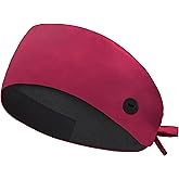 IRIS CRAFT Satin Lined Scrub Cap, Adjustable Surgical Cap with Sweatband & Buttons, Soft and Wrinkle-Resistant Tie-Back Scrub Hat for Medical, Spa, Beauty, Kitchen Use, One Size Unisex,