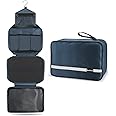 Maliton Hanging Toiletry Bag | Compact Travel Toiletry Bag for Men/Women | Foldable Mens Hygiene Bag with 4 Compartments| Waterproof Travel Bathroom Bag (Navy Blue)