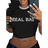 SOFIA'S CHOICE Women's Graphic Crop Top Y2K 90s Baby Tee Short Sleeve T Shirts