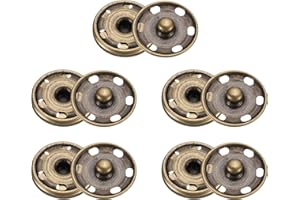 HARFINGTON 5 Set Sew-on Snap Buttons 25mm Metal Snap Fastener Buttons Fastener Press-Stud Clasps for Closure Purse Handbag Cl