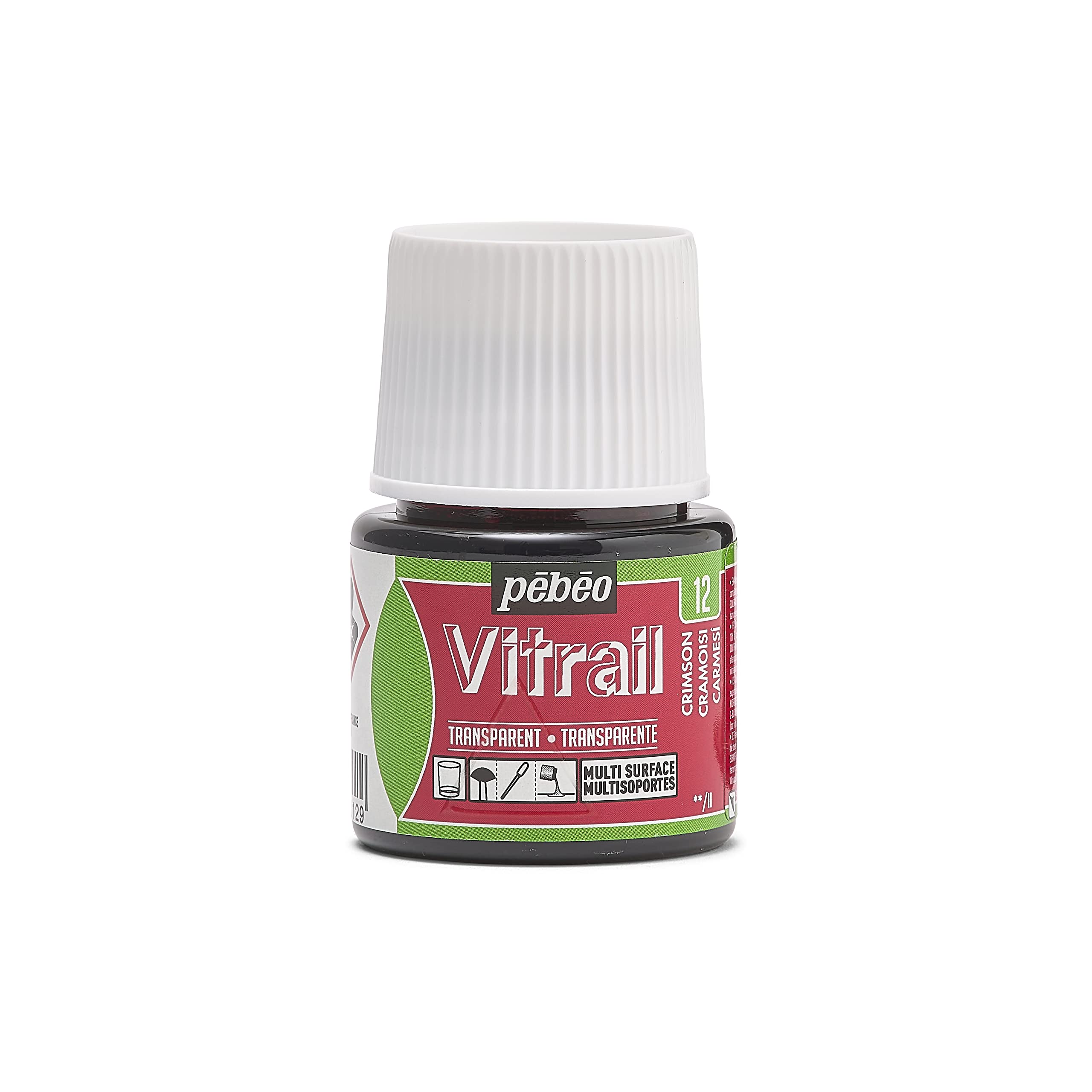 PEBEO 050-012 Vitrail Stained Glass Effect Glass Paint 45-Milliliter Bottle, Crimson — image 1