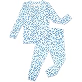 moimoln Baby Toddler Pajama Set Snug-Fit Cotton Modal Sleepwear, Leopard, Check & Solid Mix (6M-8Y, 1/2 Pack)