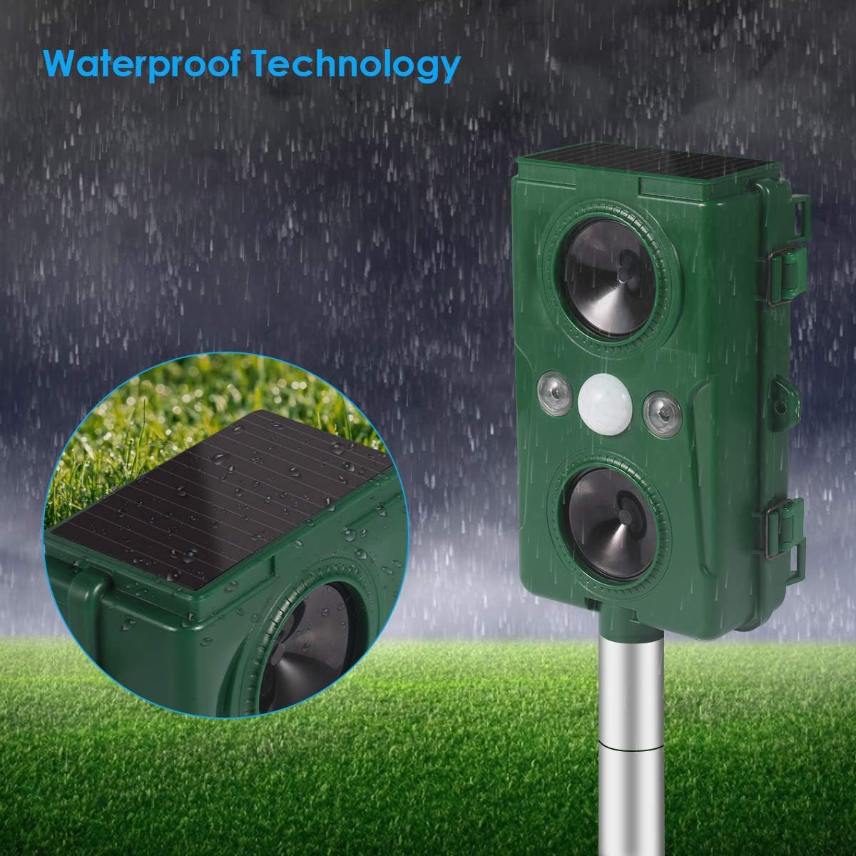 Clever sprouts Dog Cat Repellent, Ultrasonic Animal Repellent with Motion Sensor and Flashing Lights Outdoor Solar Powered Waterproof Farm Garden Yard Repellent, Cats, Dogs, Foxes, Birds, Skunks, Rod: Pet Supplies