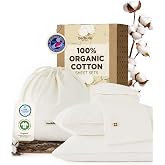 Bedsure PureWoven 100% GOTS Certified Organic Cotton Sheets, Queen Size | Eco-Friendly, 17" Deep Pocket with Corner Straps, Luxury Hotel Soft, Breathable &amp; Durable Fall Bed Sheets, OEKO-TEX, Ivory