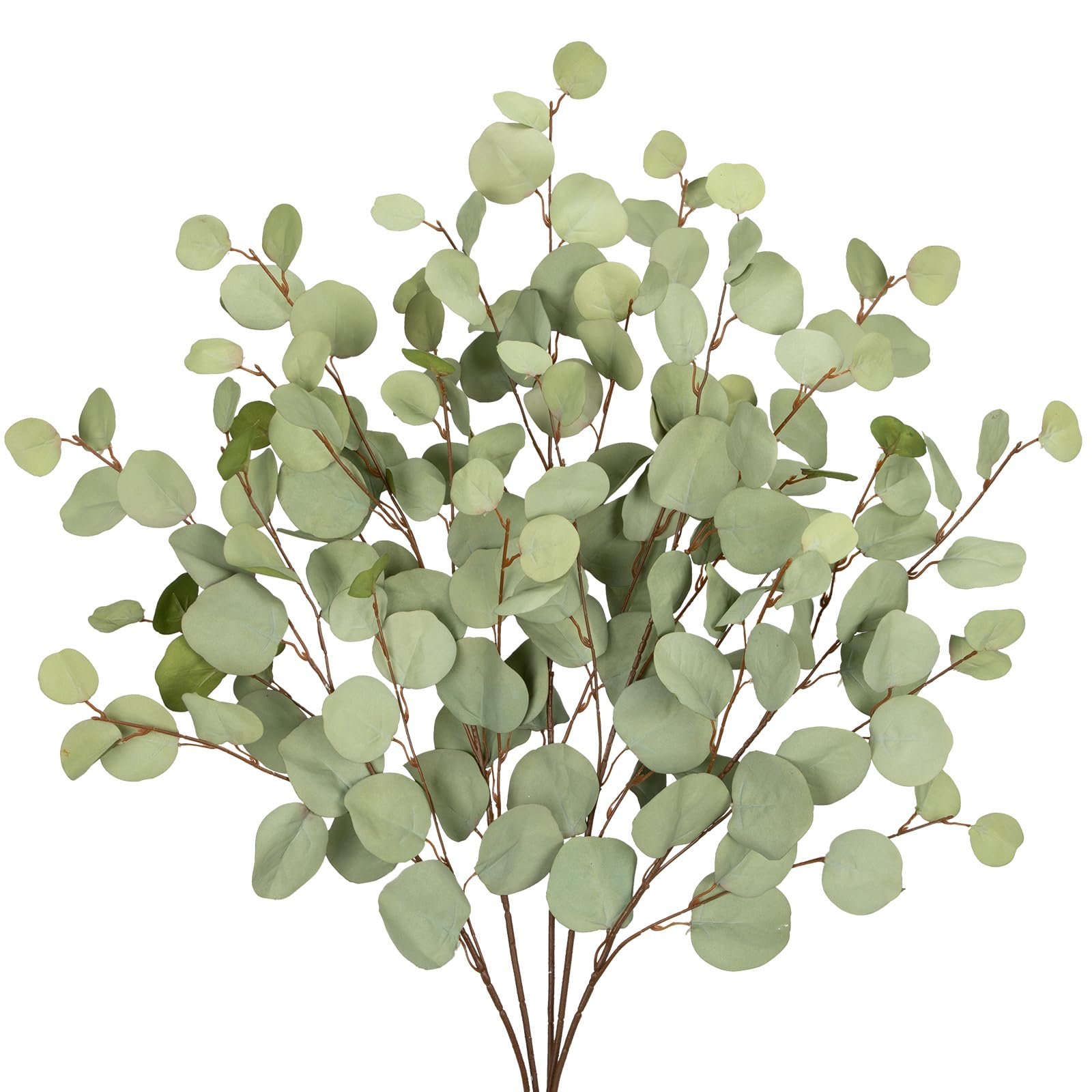 Photo 1 of Green Eucalyptus Stems 34" Long Silver Dollar Leaves - 5 Pcs Silk Stems for DIY Bouquet Arrangements, Centerpieces, Shower Decorations - Artificial Spray