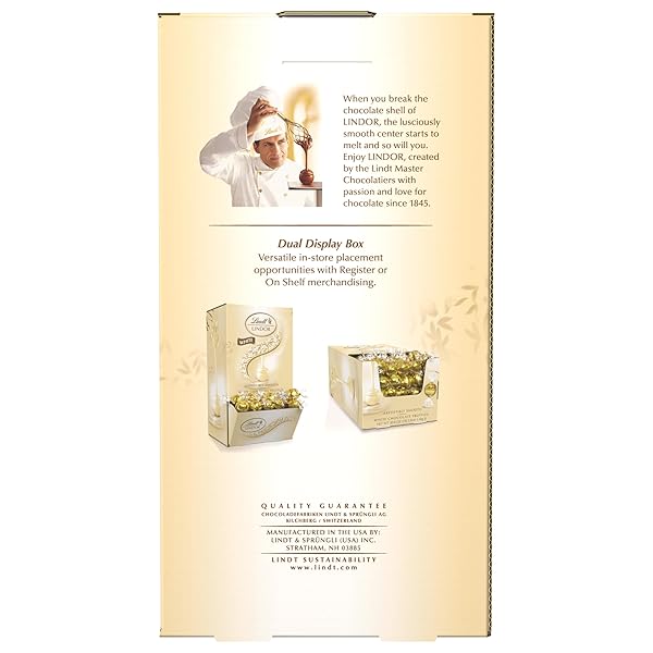 LINDT LINDOR WHITE CHOCOLATE CANDY TRUFFLES, WHITE CHOCOLATE CANDY WITH SMOOTH, MELTING TRUFFLE CENTER, 50.8 OZ., 120 COUNT