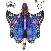 Sunlisky Halloween Costumes Woman 2025-Butterfly Costume Wings Cape with Lace Mask and Headband for Women Adult