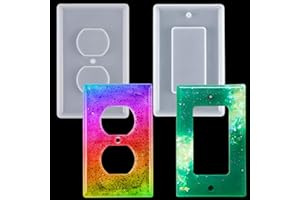BUSOHA Switch Panel Resin Mold,2 PCS Light Switch Covers Silicone Mold,Wall Switch Epoxy Mold for Casting,Switch Socket Panel Plaster Mold for DIY Switch Cover, Jewelry Craft, Socket Bottom