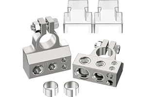 COROTC Battery Terminals, 0/4/8/10 Gauge AWG Positive Negative Battery Terminal Connectors, with 2 Clear Covers and Shims,Auto Car Audio Marine Boat Modification