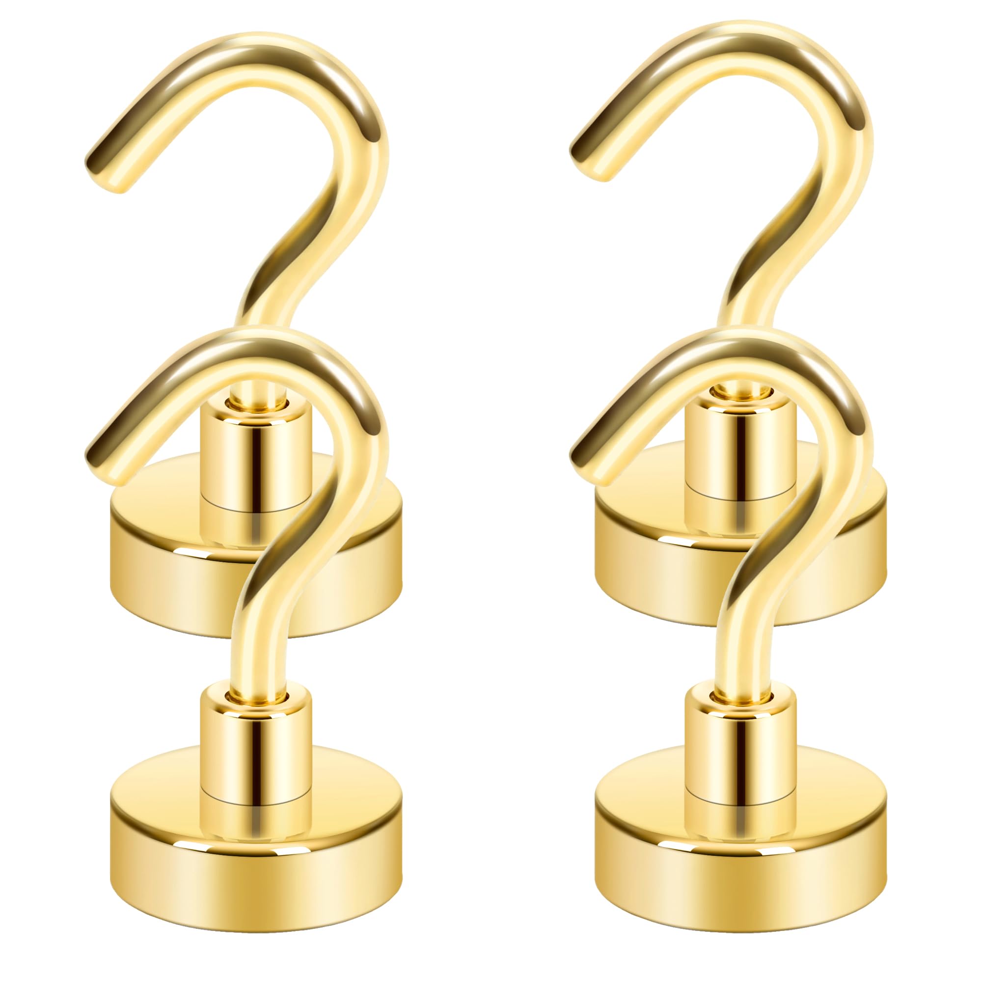 Photo 1 of Neosmuk Magnetic Hooks,30lb Heavy Duty Earth Magnets with Hook for Refrigerator, Extra Strong Cruise Hook for Hanging, Magnetic Hanger for Curtain, Grill (Golden, 4 Pack)