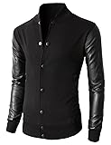H2H Mens New Winter Faux Leather coat Thicken