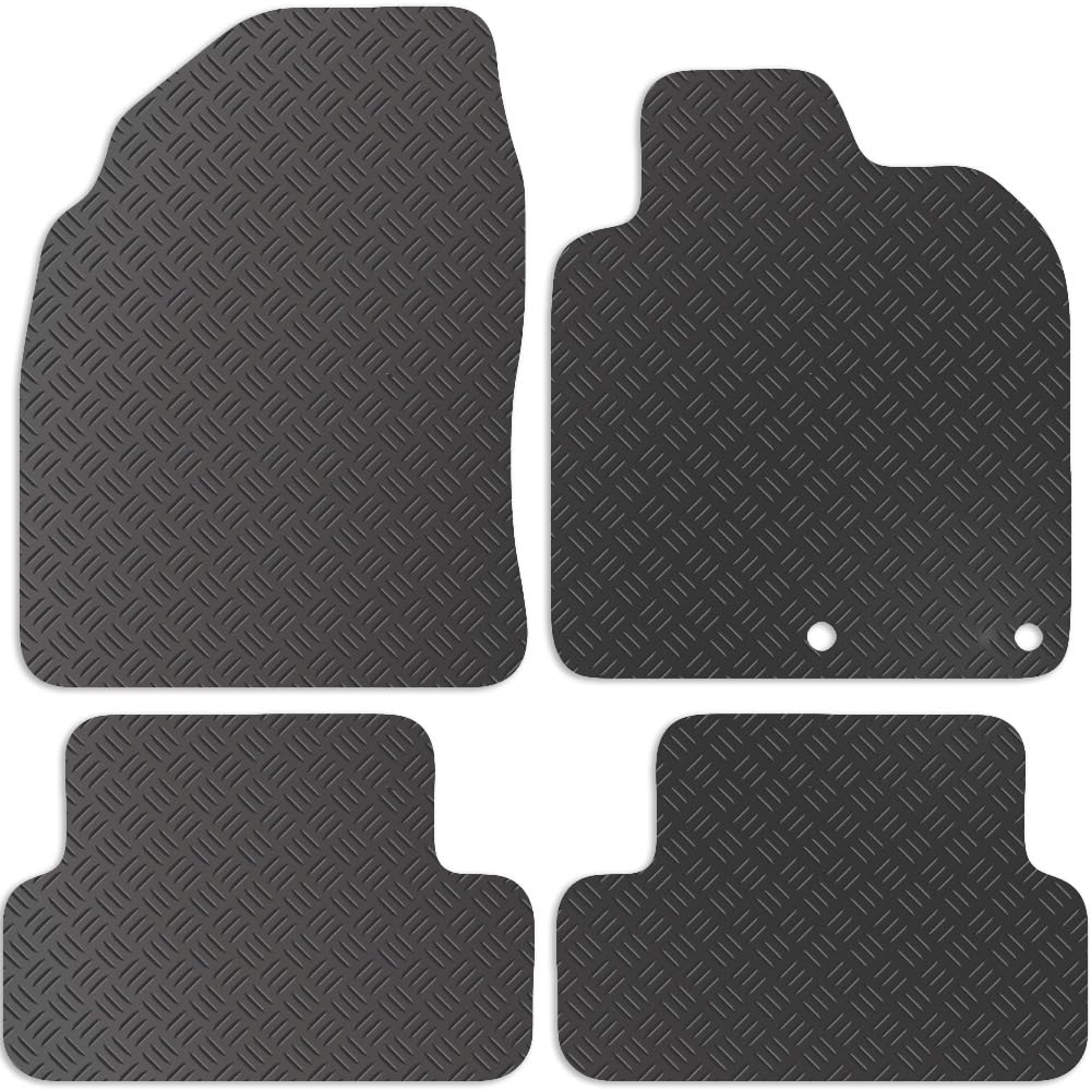 Carsio Car Mats 4pc Set For Nissan Qashqai (J10) 2007-2014 Tailored Fit Rubber Floor Mat Complete Accessory Black Custom Fitted - Anti-Slip Backing, Heavy Duty & Waterproof