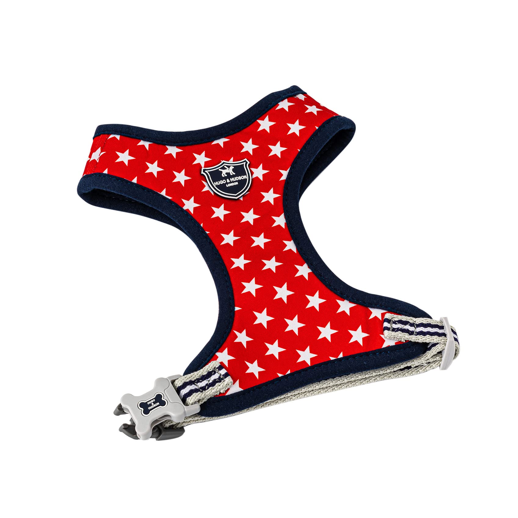 HUGO & HUDSON Dog Harness No Pull Adjustable Fabric Rear Buckle Pet Vest, Red Star, S