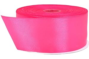 Stuffvisor Satin Pink Ribbon - 2 inches x 50 Yards, Double Face Solid Color Ribbon Roll, 100% Polyester Ribbon for Gift Wrapping, Crafts, Hair and Multiple Decorations