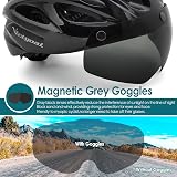 Victgoal Bike Helmet with Detachable Magnetic Goggle Visor LED Light Black view 3