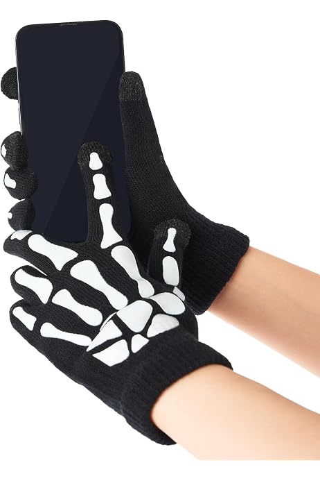 Guantes De Esqueleto Que Brillan En La Oscuridad + Máscara De Calavera | Set De Halloween Para Cosplay, Hombres Y Mujeres, Talla única