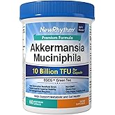 NewRhythm Akkermansia Muciniphila Probiotic, 10 Billion TFU, Pasteurized, Maximum Stability, Green Tea Leaf EGCG, GLP-1 Production, Metabolic Health, Gut, Immunity, for Women & Men, 60 Caps