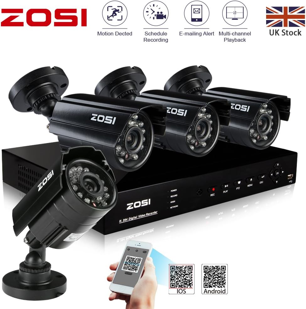 ZOSI CCTV system 8CH H.264 DVR 4x HD 700TVL 1 Amazon.co.uk Camera & Photo