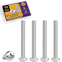 M4 x 60mm Machine Screws, 15PCS Pan Head Machine