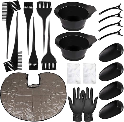 Amazon Com 21 Pieces Hair Dye Coloring Kit Hair Tinting Bowl Dye Brush Ear Cover Hair Clips Hair Coloring Cape Gloves For Diy Salon Hair Coloring Bleaching Hair Dryers Hair Dye Tools Kitchen