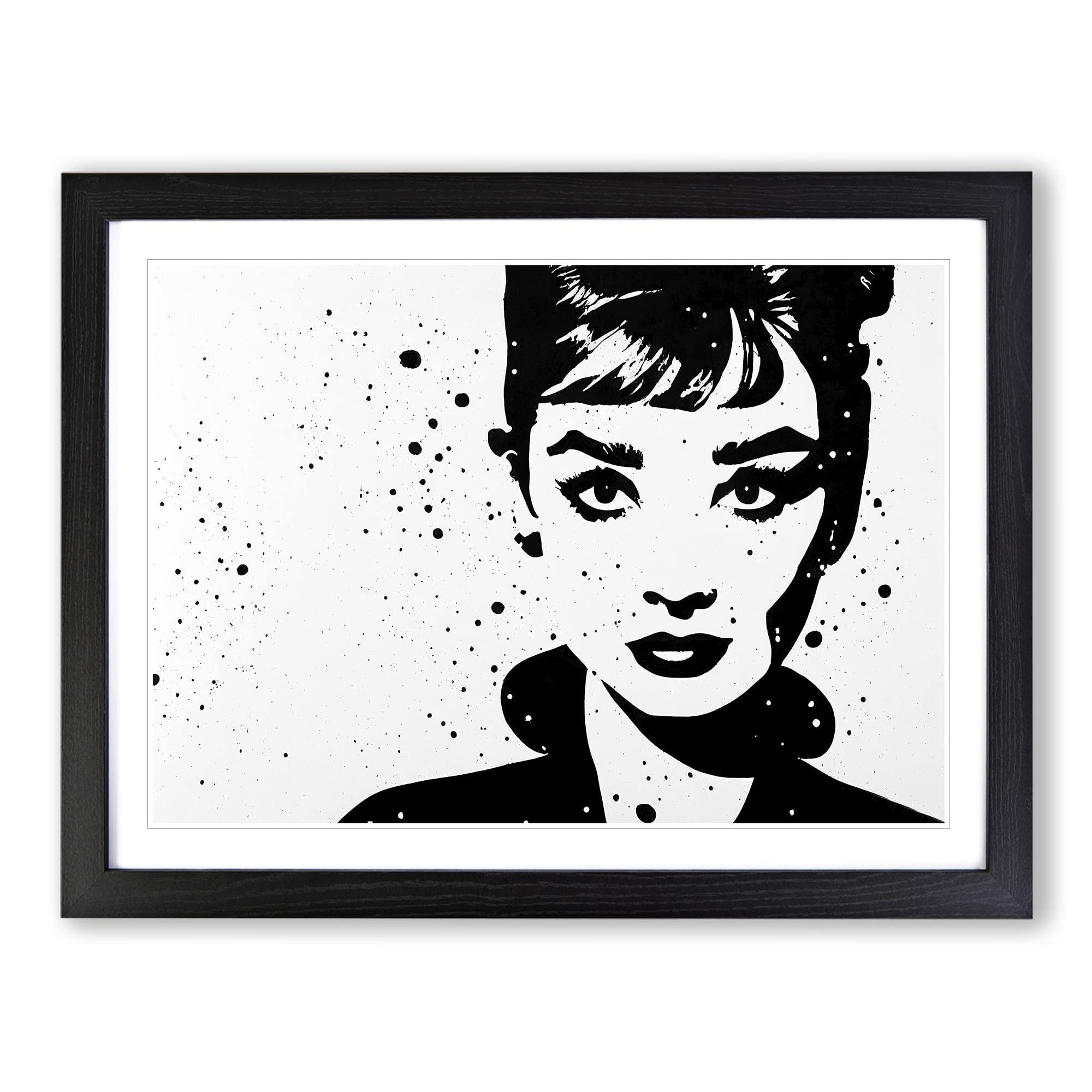 Audrey Hepburn Monochrome Vol.2 Framed Print | A4 Black Framed Wall Art | Ready to Hang | Modern Nature Picture | Living Room Bedroom Lounge Office
