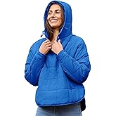 QIBABU Womens Oversized Hooded Puffer Jacket Lightweight Pullover Hoodies Quilted Dolman Long Sleeve Warm Winter Coat