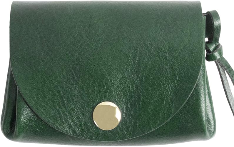 Amazon ラフィカロ ミニ財布 レディース 小銭入れ イタリアンレザー 本革 小さい 財布 ダブルフラップボタン カードケース グリーン 小銭入れ