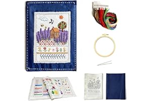 Beginner DIY Embroidery Stitch Kits,Embroidery Learning Practice Book with Fabric and Tools,Portable Sewing Book Set for Craf