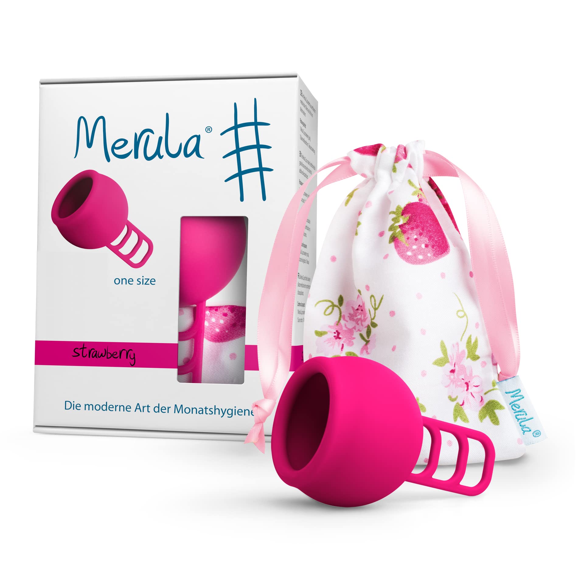 Merula Menstrual Cup Strawberry (Pink) "one Size" – Made of Medical-Grade Silicon