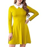 Aphratti Women's Long Sleeve Fall Dresses 2025 Casual Peter Pan Collar A Line Fit and Flare Skater Goth Dress