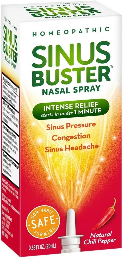 Sinus Buster Nasal Spray, Natural Chili Pepper 0.68 oz ( Pack of 8)
