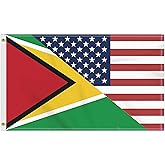 3×5 FT USA Guyana Friendship Flag, Large 150D America Guyanese Outdoor Banner,Double Side Printing American Decor For Patio Garden With Brass Gromment