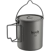Kuvik Titanium Pot with Bail Handle 750ml (25 oz) - Ultralight and Compact | Corrosion Resistant, Food Safe, Non-Toxic, No Metallic Taste, Easy to Clean, Dishwasher Safe, Padded Carrying Bag Included