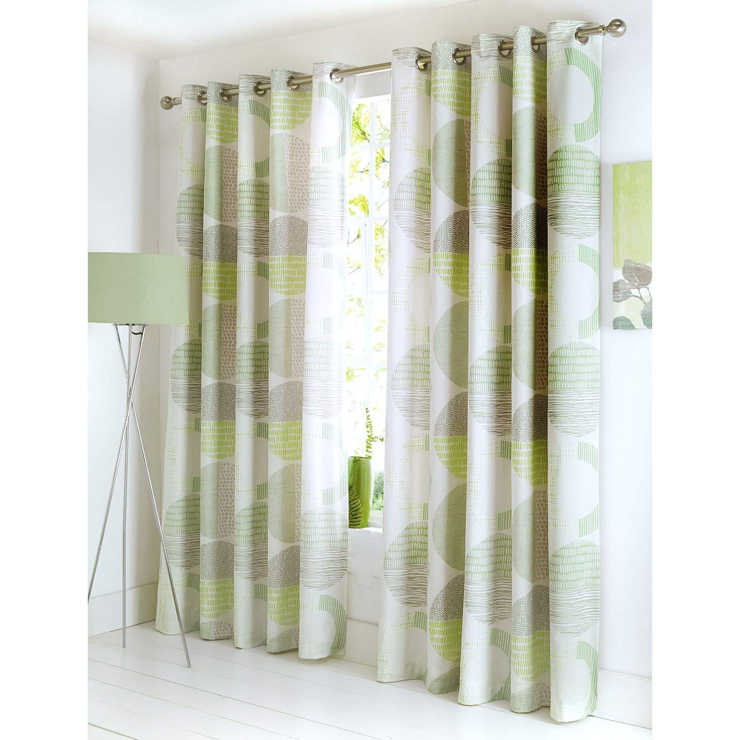 Fusion Aslan Ready Made Lined Eyelet Curtains 66" Width x 54