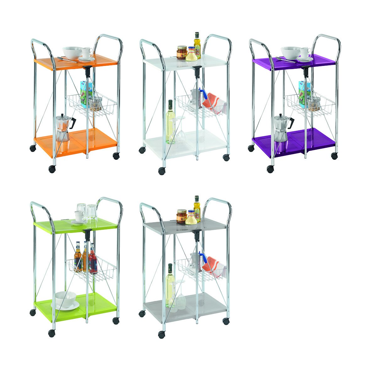 Wenko Sunny Carro De Cocina Plegable Metal Recubrimiento De Polvo